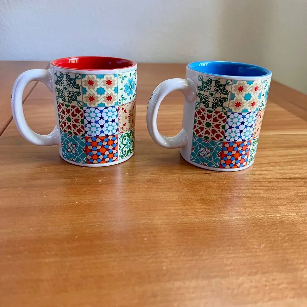 Espresso Cups, Portugal Espresso Mugs, Mexican Spanish Tile Mugs, Coffee Mugs